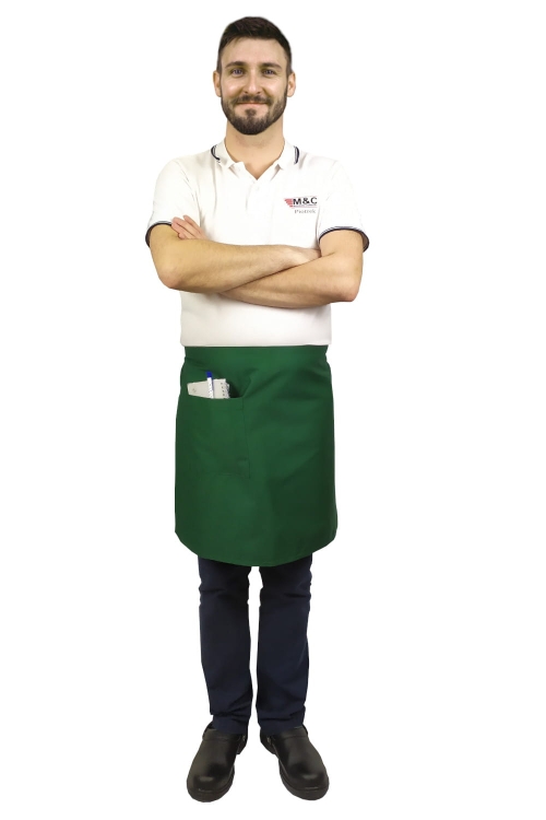 Vihreä keittiöapulaisen essu, pituus 50 cm