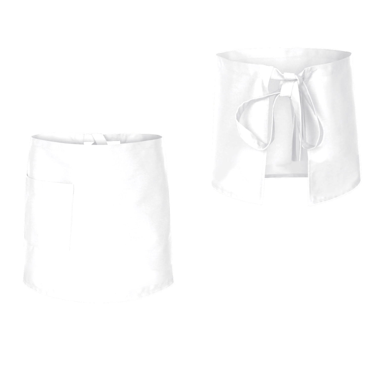 Valkoinen kokk apron, pituus 50 cm