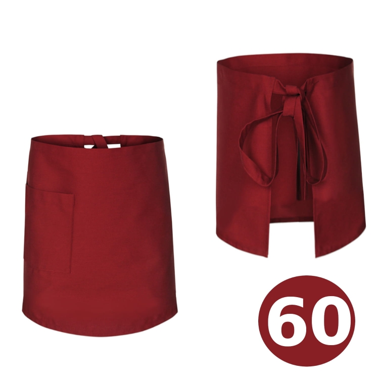 Pitkä 60 cm burgundinpunainen tarjoilijan essu