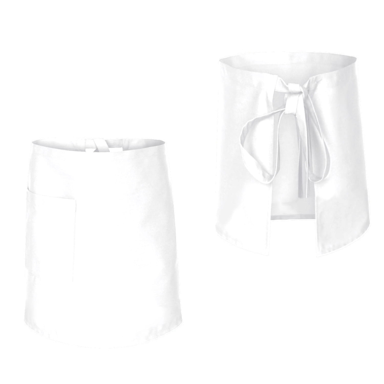 Valkoinen kokk apron, pituus 60 cm