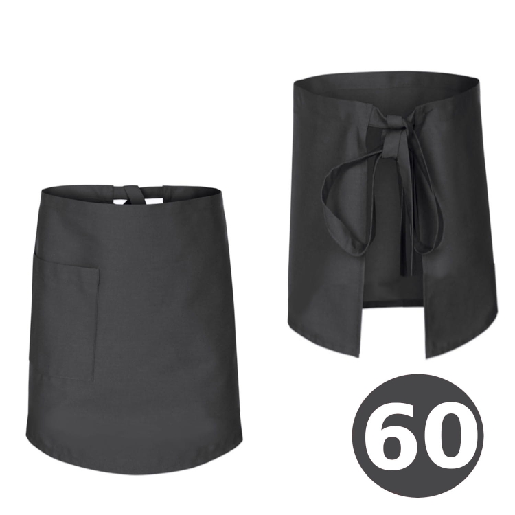 Pitkä harmaa keittiöapulaisen esiliina 60 cm