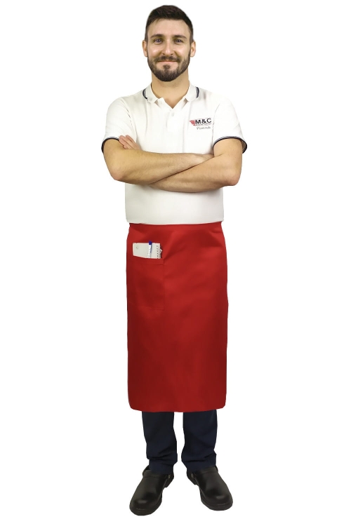 Punainen kokin esiliina, pituus 75 cm