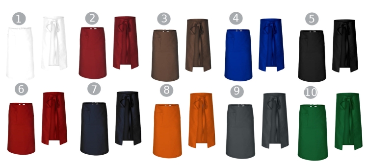 Vihreä baarimikon essu, pituus 90 cm