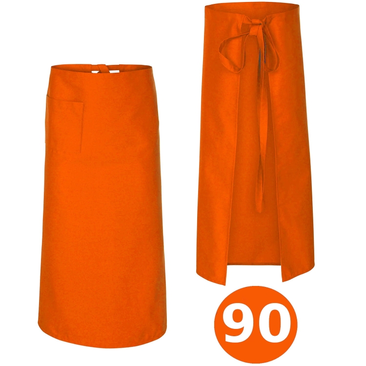Oranssi keittiöapulaisen esiliina, pituus 90 cm