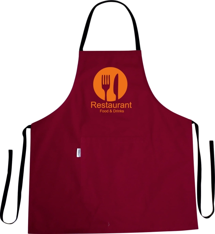 Ruoan ja juomien teeman mukainen painettu keittiöesiliina