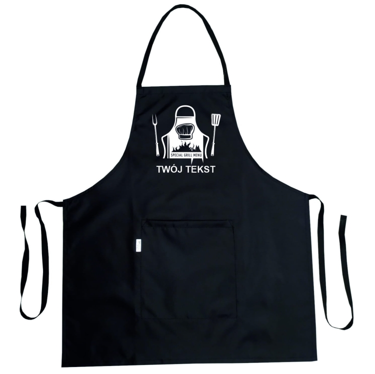 Vesitiivis keittiöesiliina 'Grillivalikko' -grafiikalla