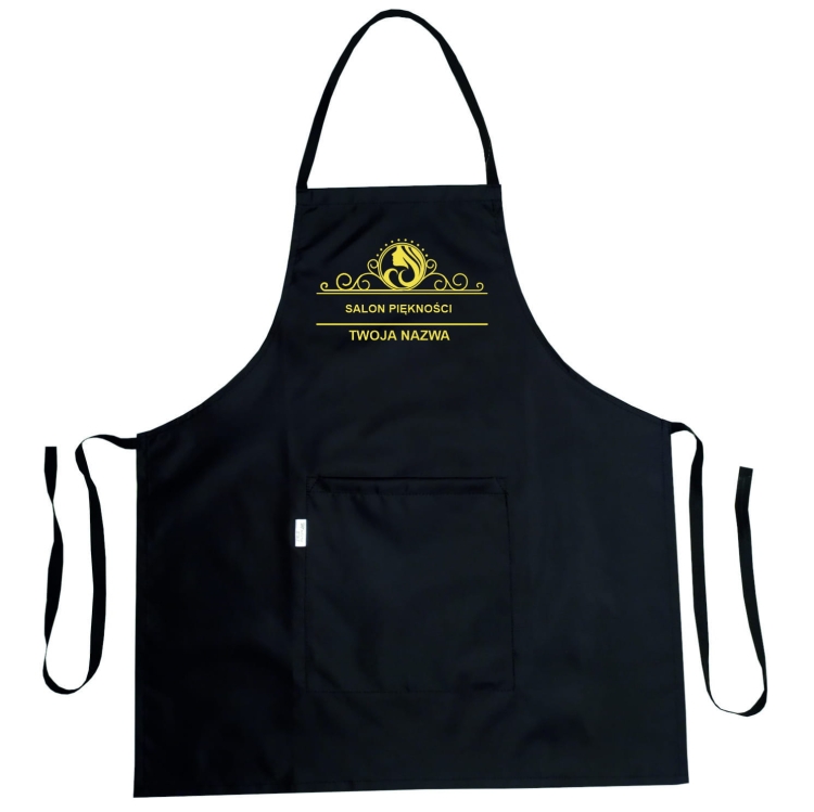Vesitiivis kampaam apron 'Kauneussalonki' -grafiikalla