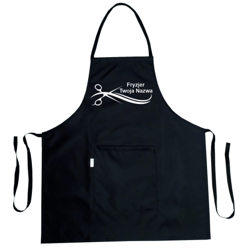 Vesitiivis kampaam apron 'Kultaiset sakset' -grafiikalla