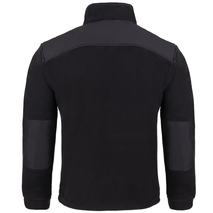 Mustat fleece-takki oransseilla yksityiskohdilla.