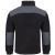 Harmaa fleece-takki mustilla yksityiskohdilla.