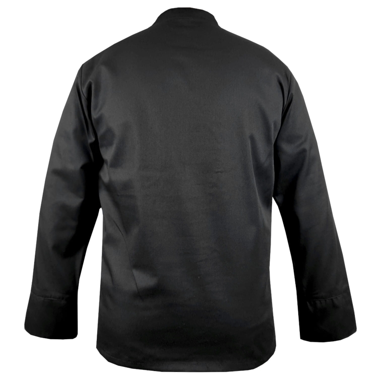 Pitkähihaisen mustan keittiöpaidan.