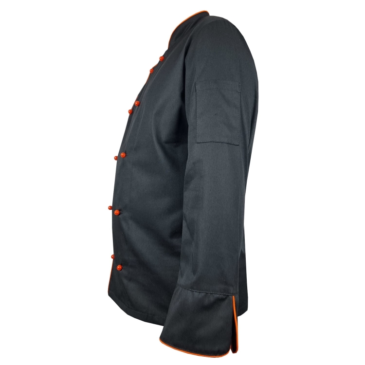 Oranssi viimeistely mustassa kokin hupparissa