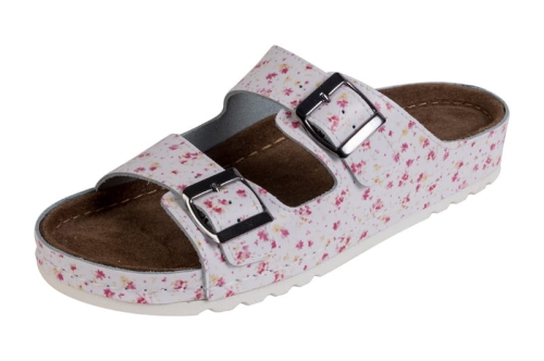 Skórzane klapki medyczne w kwiaty