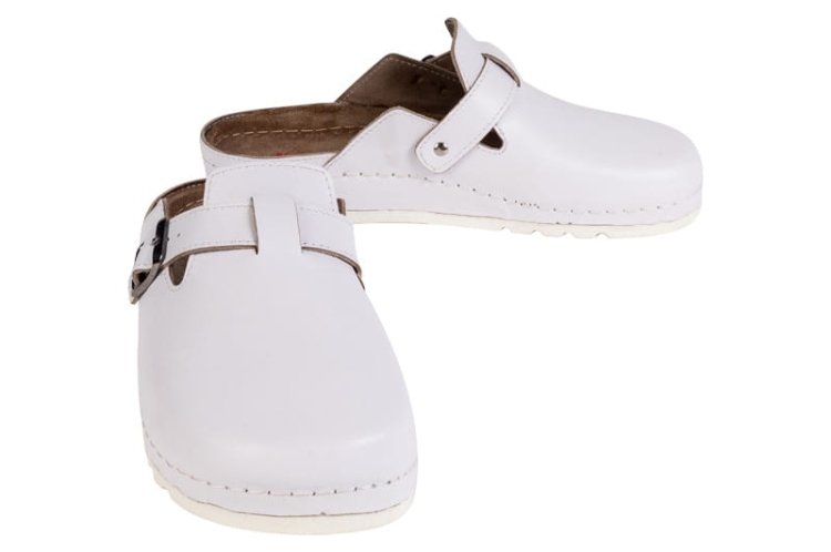 Memory klapki skórzane białe