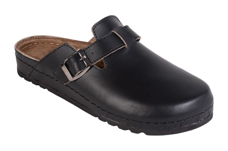 Medyczne klapki skórzane czarne z pamięcią