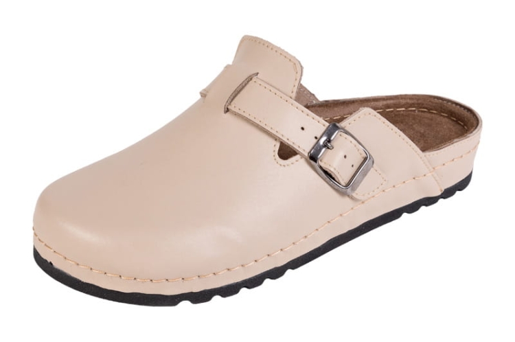 Skórzane klapki medyczne beżowe