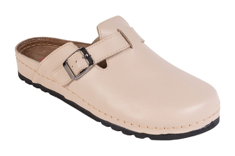 Medyczne klapki skórzane beżowe