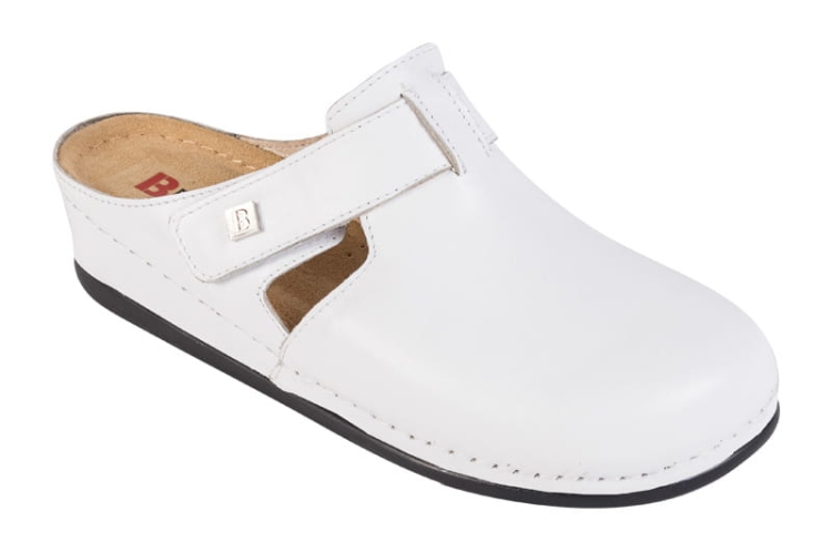 Anatomiczne skórzane klapki zdrowotne białe