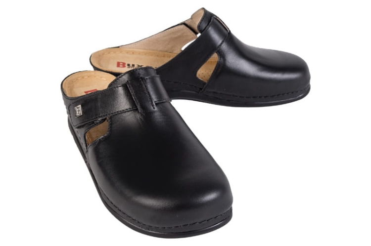 Zdrowotne klapki skórzane anatomiczne granatowe