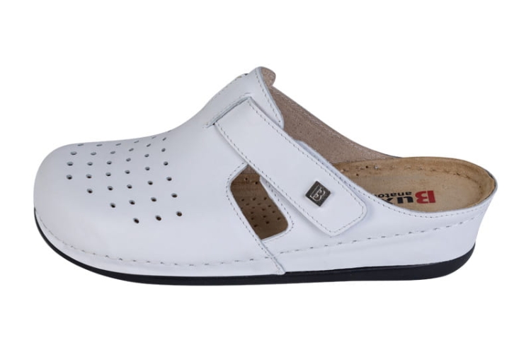 Klapki zdrowotne białe skórzane anatomiczne