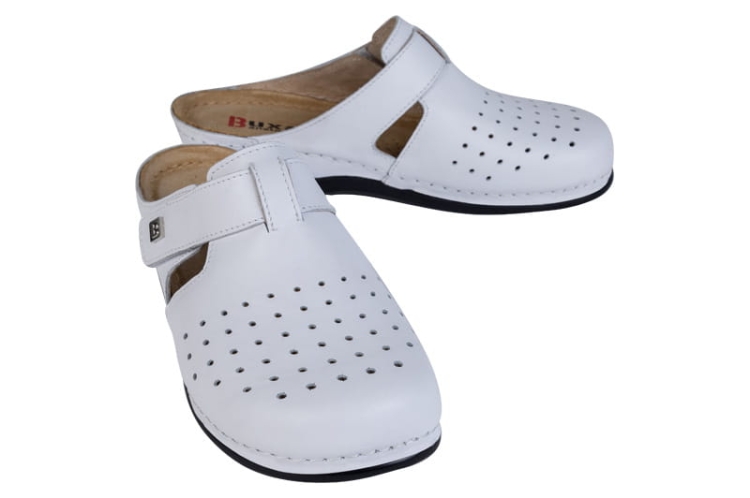 Anatomiczne skórzane klapki zdrowotne białe