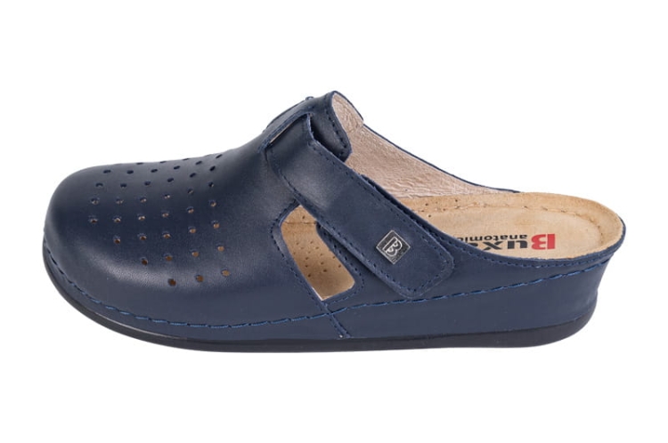 Klapki zdrowotne anatomiczne skórzane granatowe
