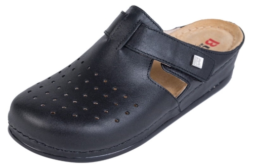 Czarne klapki zdrowotne anatomiczne skórzane