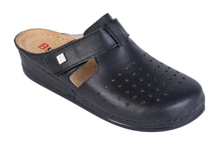 Klapki zdrowotne czarne anatomiczne skórzane