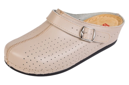 Skórzane klapki medyczne anatomiczne beżowe