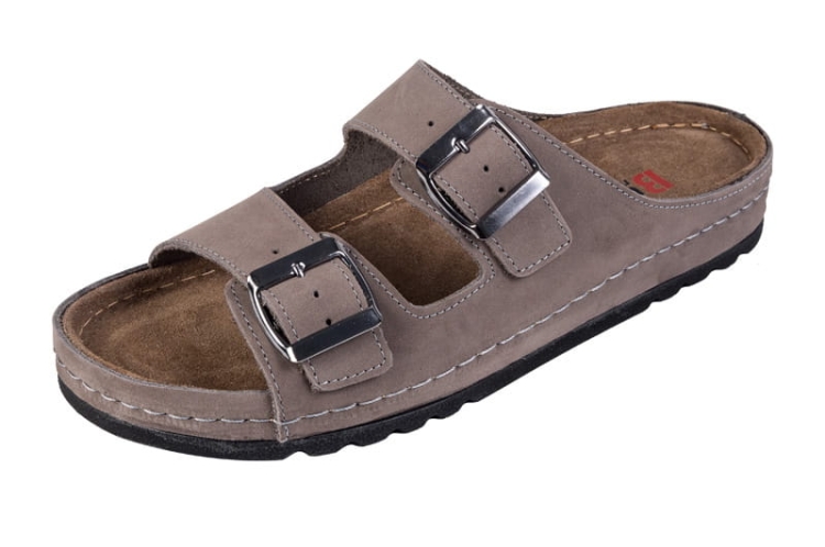 Skórzane klapki medyczne szare