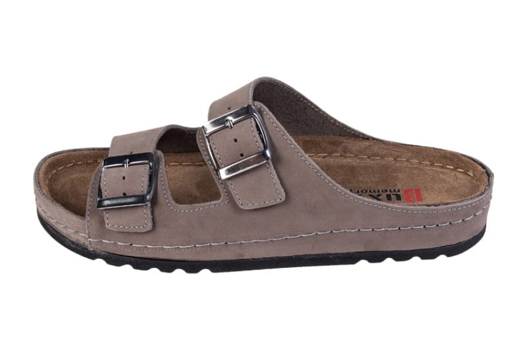 Medyczne klapki skórzane w kolorze szarym