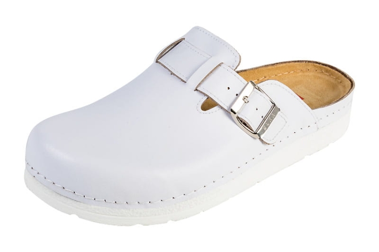 Anatomiczne klapki medyczne skórzane białe