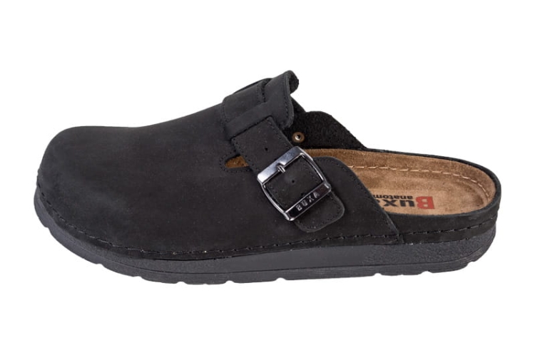 Medyczne klapki skórzane czarne anatomiczne