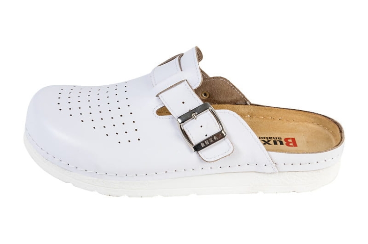 Skórzane klapki medyczne anatomiczne białe