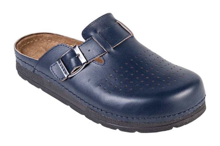 Anatomiczne skórzane klapki medyczne granatowe