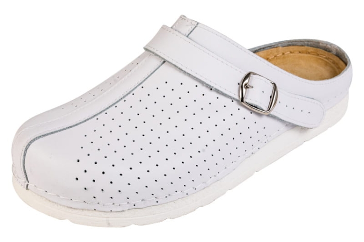 Anatomiczne klapki medyczne skórzane białe