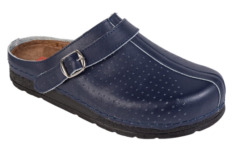 Anatomiczne skórzane klapki medyczne granatowe