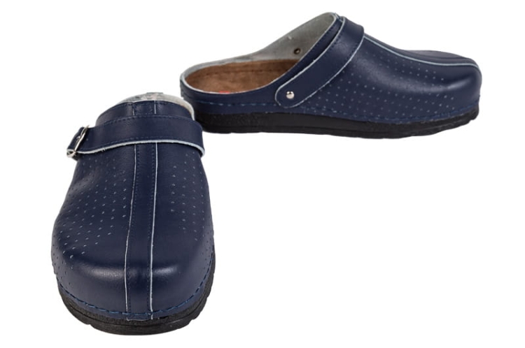 Anatomiczne skórzane klapki medyczne granatowe