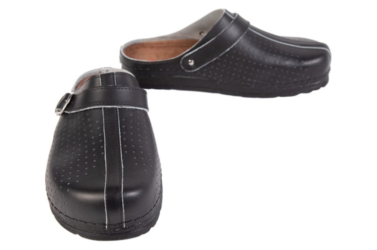 Klapki medyczne anatomiczne skórzane czarne