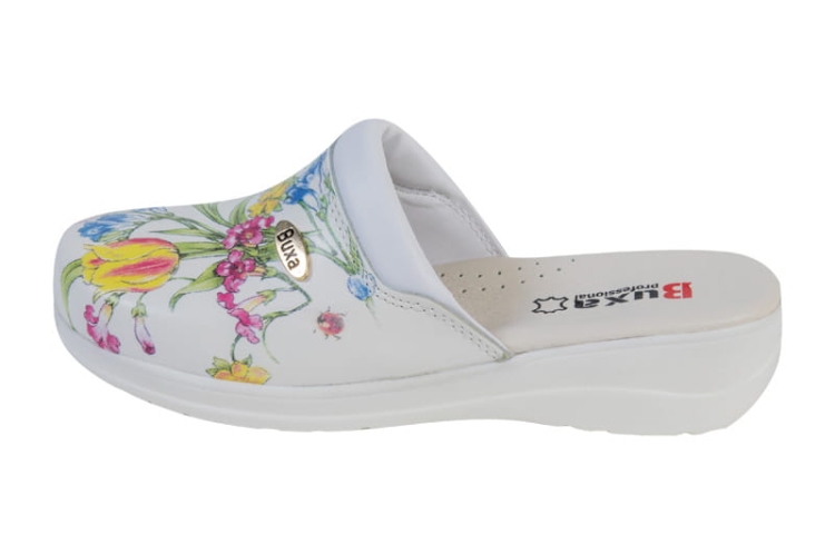 Buty medyczne w kwiaty skórzane premium