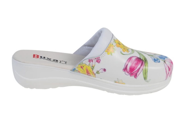 Medyczne buty skórzane w kwiaty premium
