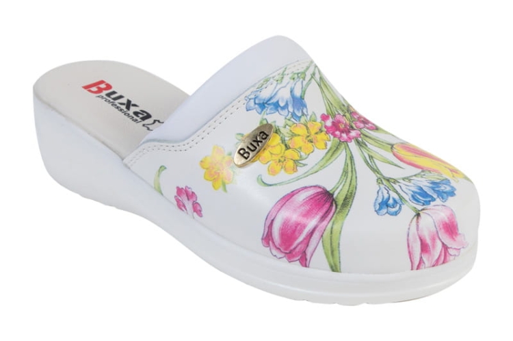 Buty premium skórzane medyczne w kwiaty
