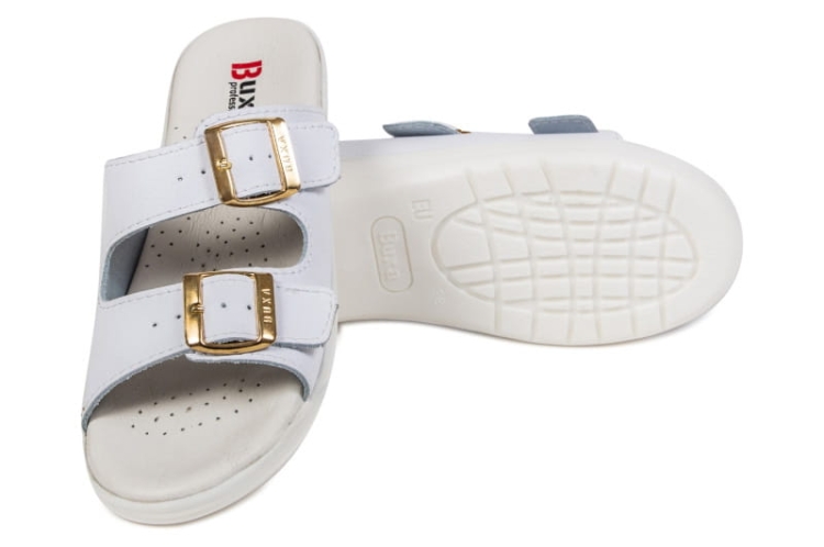 Białe skórzane obuwie medyczne Premium