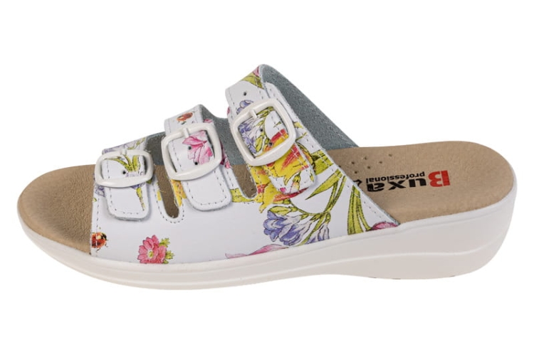 Buty medyczne w kwiaty skórzane premium