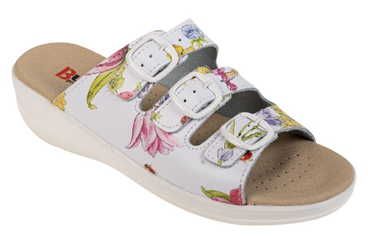 Medyczne buty skórzane w kwiaty premium