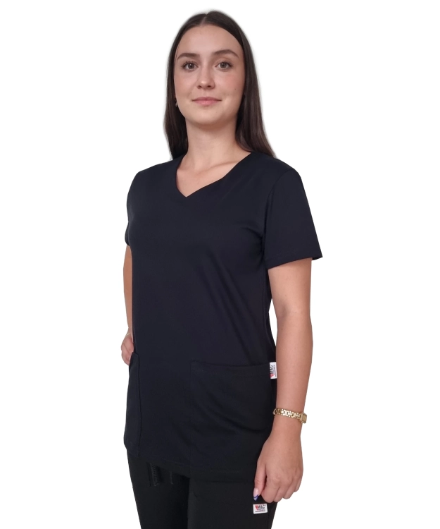 Czarna bluza medyczna z elastycznej bawełny 100%