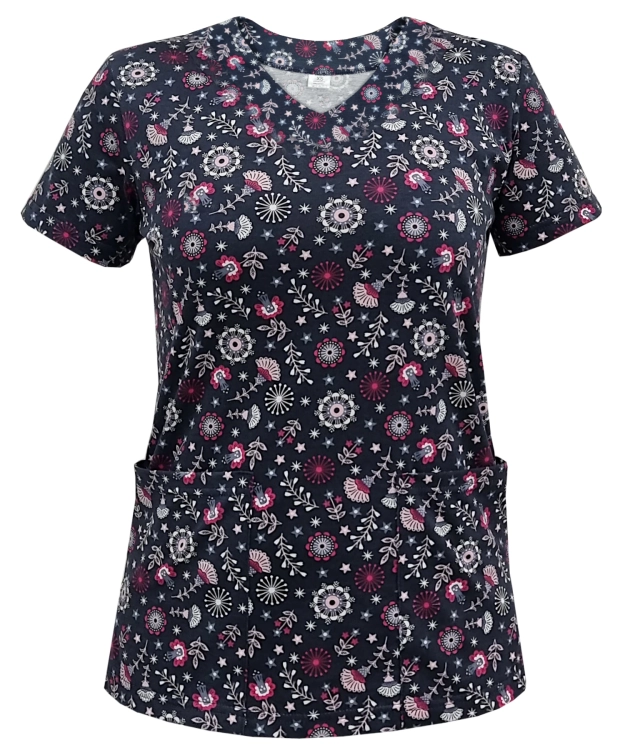 Elastyczna bawełna w bluzie medycznej W12