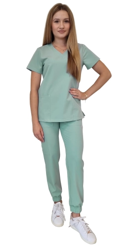 Komplet medyczny damski miętowy – scrubs CASUAL PREMIUM