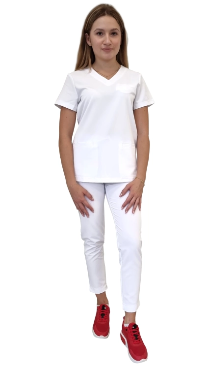 Komplet medyczny damski BASIC PREMIUM w kolorze białym