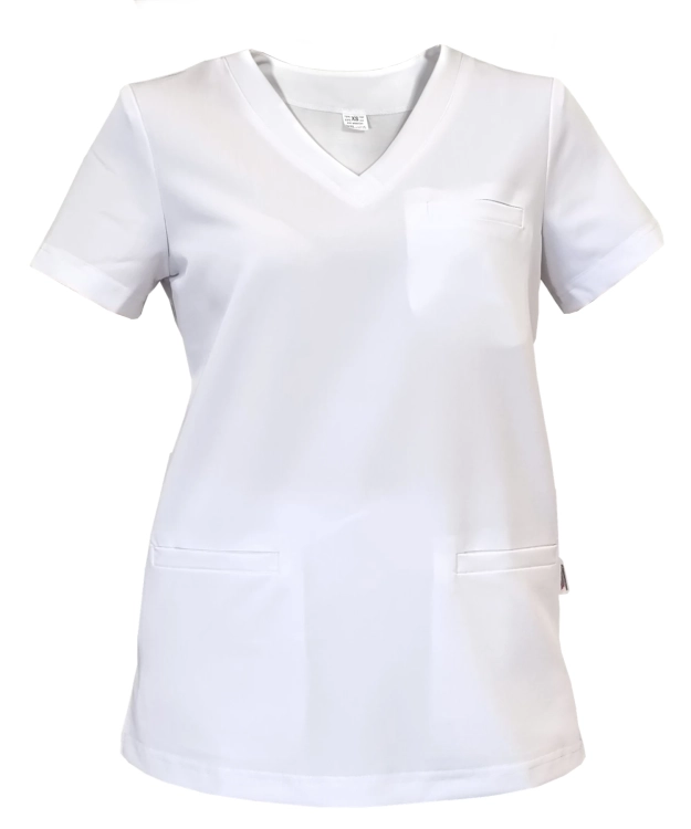 Damska bluza medyczna BASIC PREMIUM w kolorze białym